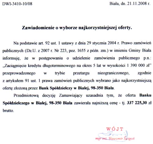Zdjęcie Zawiadomienie o wyborze najkorzystniejszej oferty _011_002_145787