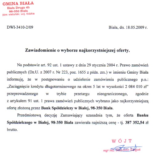 Zdjęcie Zawiadomienie o wyborze najkorzystniejszej oferty _011_002_164816