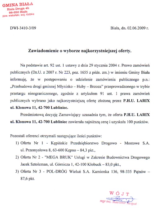 Zdjęcie Zawiadomienie o wyborze najkorzystniejszej oferty _011_002_168477