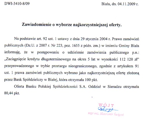 Zdjęcie Zawiadomienie o wyborze najkorzystniejszej oferty _011_002_184900
