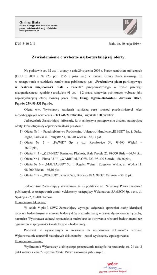Zdjęcie Zawiadomienie o wyborze najkorzystniejszej oferty _011_002_203635
