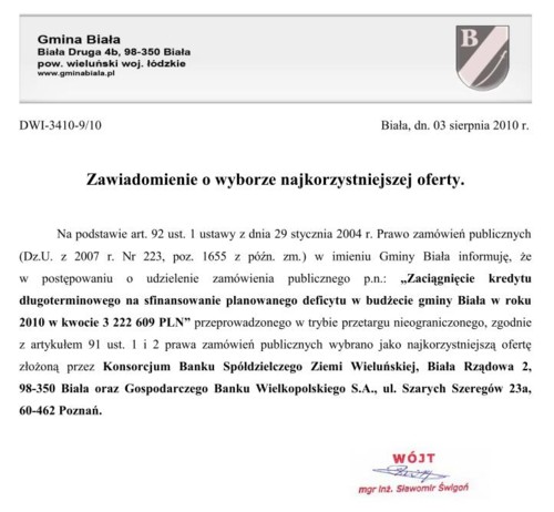 Zdjęcie Zawiadomienie o wyborze najkorzystniejszej oferty _011_002_212000