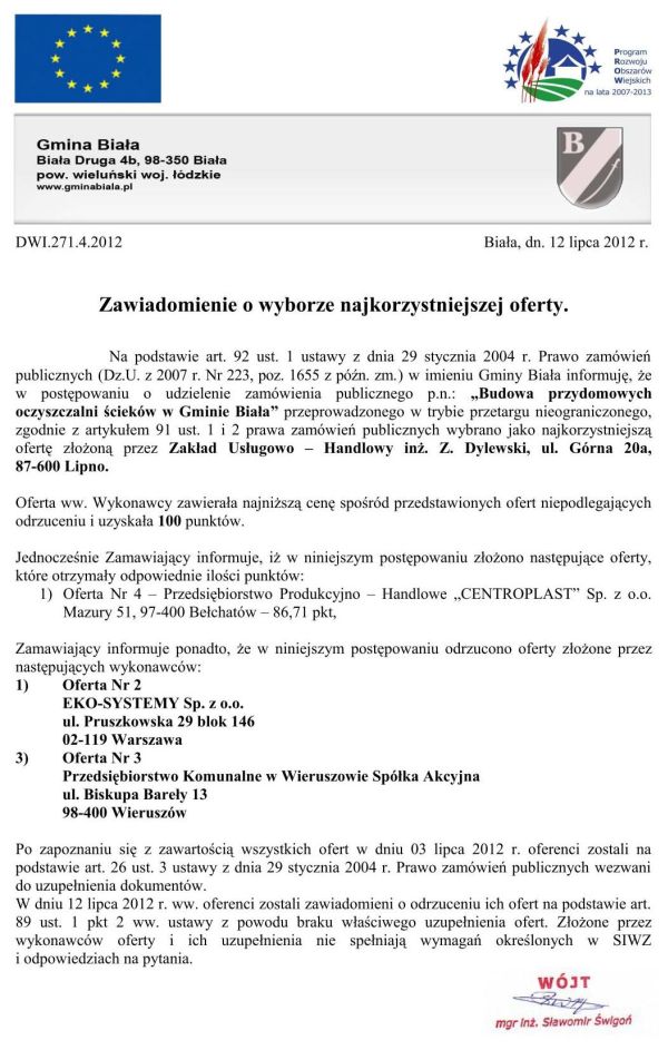 Zdjęcie Zawiadomienie o wyborze najkorzystniejszej oferty _011_002_307092
