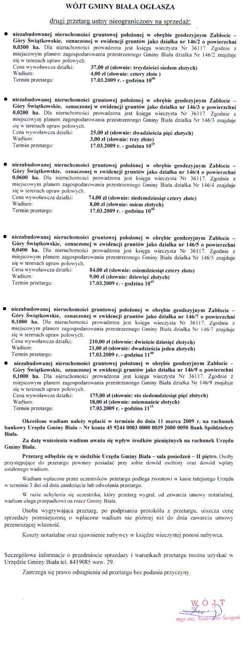 Zdjęcie Ogłoszenie dot drugiego przetargu ustnego nieograniczonego na sprzedaż niezabudowanych nieruchomości _012_154927