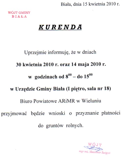 Zdjęcie Kurenda dot przyjmowania wniosków o przyznanie płatności do gruntów rolnych _012_201634