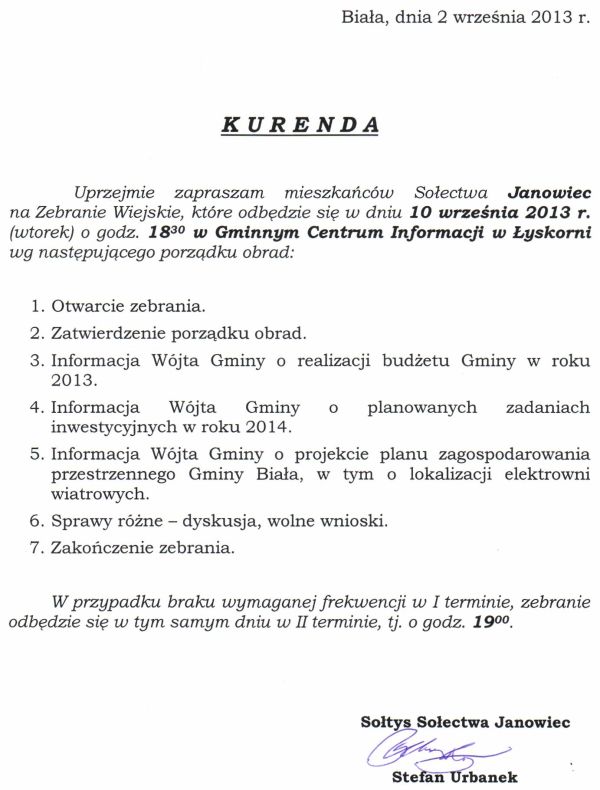 Zdjęcie Kurenda - Zebranie Wiejskie Sołectwa Janowiec _019_364782