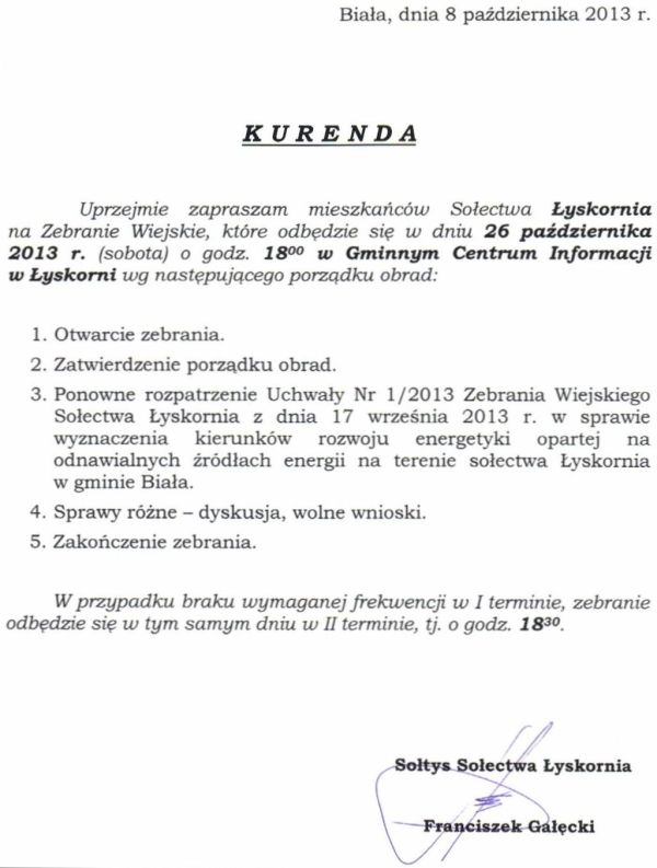 Zdjęcie Kurenda - Zebranie Wiejskie Sołectwa Łyskornia _019_369352