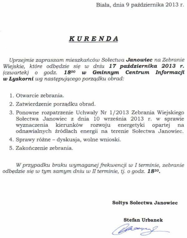 Zdjęcie Kurenda - Zebranie Wiejskie Sołectwa Janowiec _019_369546