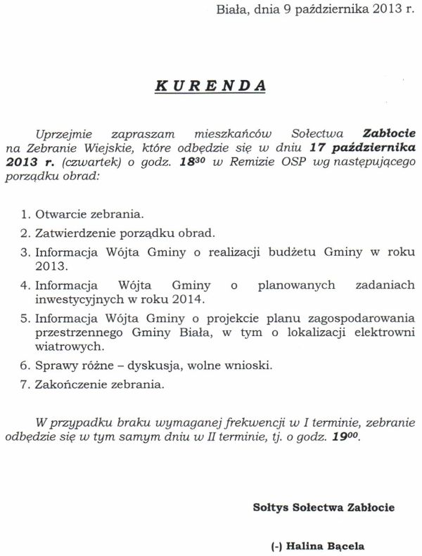 Zdjęcie Kurenda - Zebranie Wiejskie Sołectwa Zabłocie _019_369727