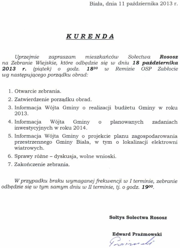 Zdjęcie Kurenda - Zebranie Wiejskie Sołectwa Rososz _019_369912