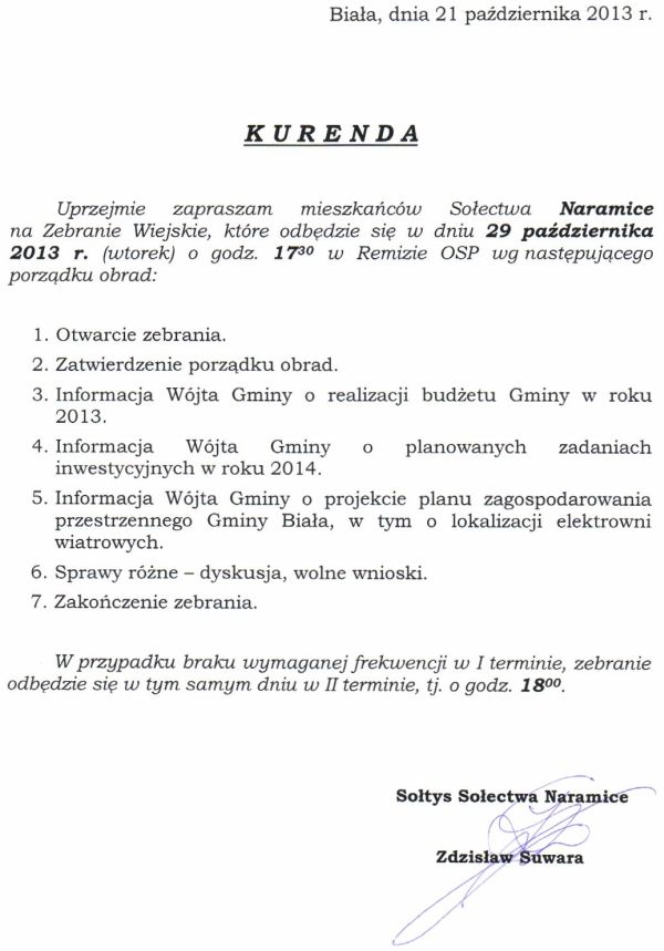 Zdjęcie Kurenda - Zebranie Wiejskie Sołectwa Naramice _019_370840