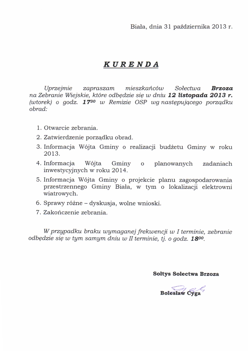 Zdjęcie Kurenda - Zebranie Wiejskie Sołectwa Brzoza _019_372168