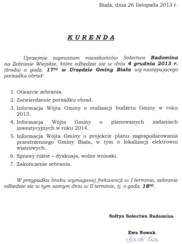 Zdjęcie Kurenda - Zebranie Wiejskie Sołectwa Radomina _019_375352